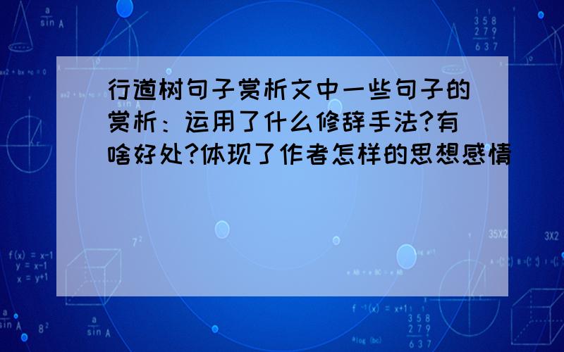 行道树句子赏析文中一些句子的赏析：运用了什么修辞手法?有啥好处?体现了作者怎样的思想感情