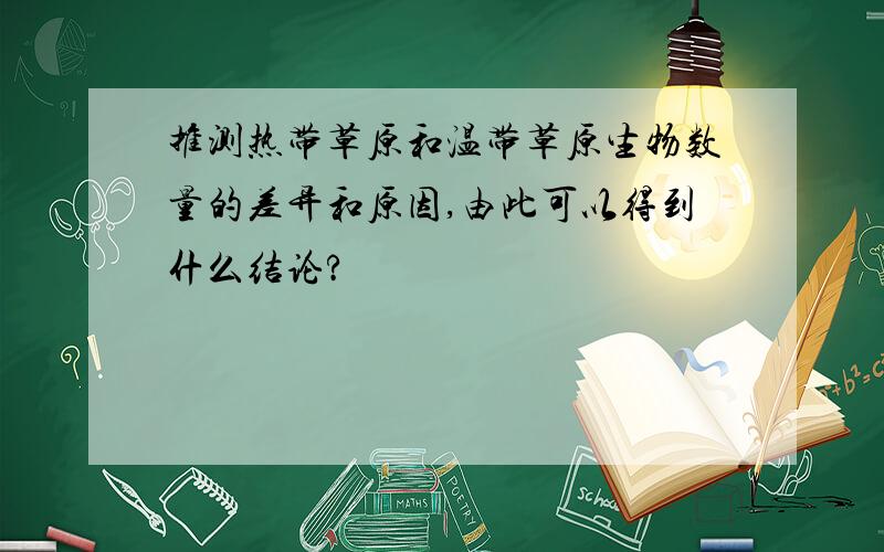 推测热带草原和温带草原生物数量的差异和原因,由此可以得到什么结论?