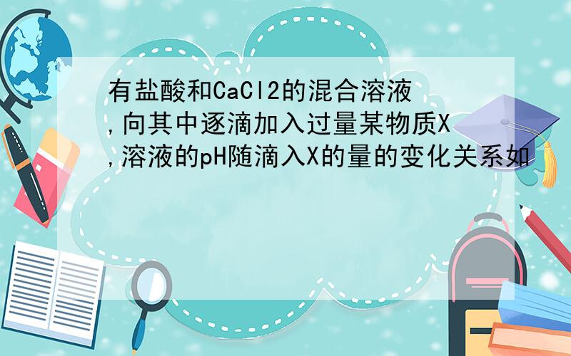 有盐酸和CaCl2的混合溶液,向其中逐滴加入过量某物质X,溶液的pH随滴入X的量的变化关系如