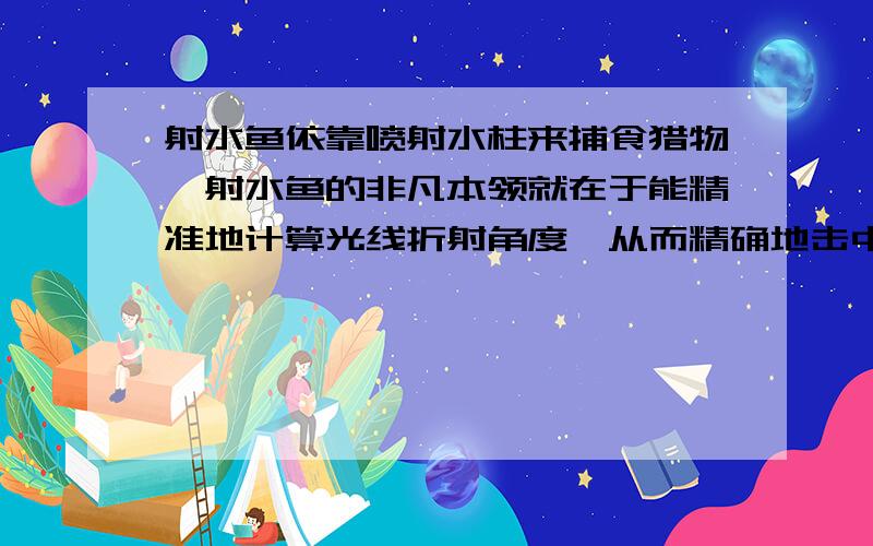 射水鱼依靠喷射水柱来捕食猎物,射水鱼的非凡本领就在于能精准地计算光线折射角度,从而精确地击中猎物.下面描述错误的是：