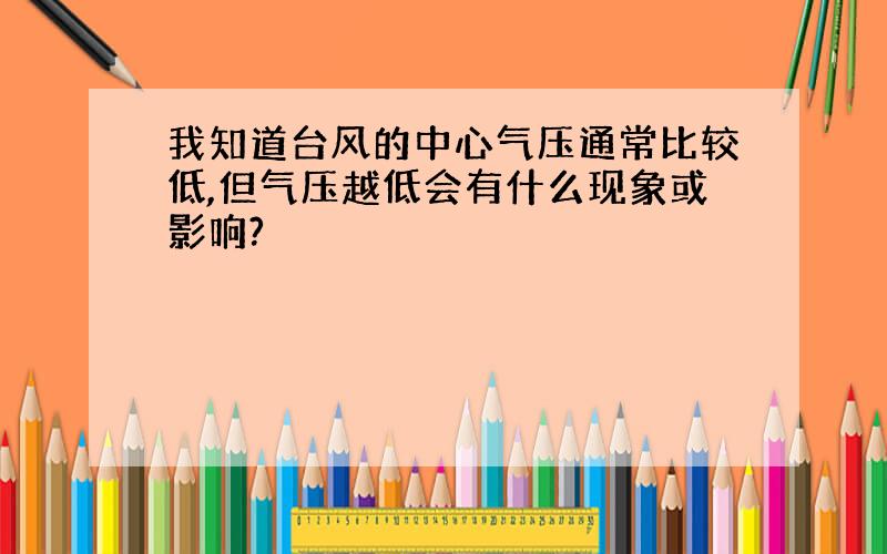 我知道台风的中心气压通常比较低,但气压越低会有什么现象或影响?