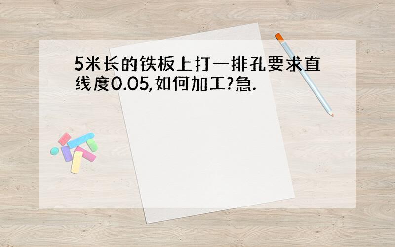 5米长的铁板上打一排孔要求直线度0.05,如何加工?急.