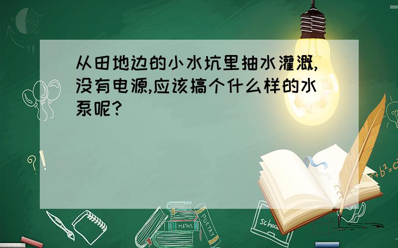 从田地边的小水坑里抽水灌溉,没有电源,应该搞个什么样的水泵呢?