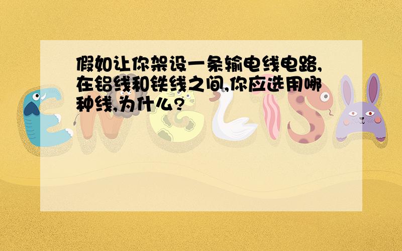 假如让你架设一条输电线电路,在铝线和铁线之间,你应选用哪种线,为什么?