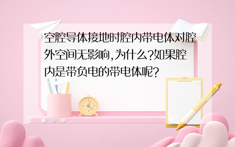 空腔导体接地时腔内带电体对腔外空间无影响,为什么?如果腔内是带负电的带电体呢?