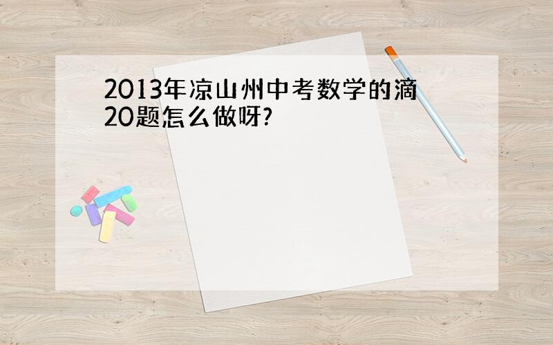 2013年凉山州中考数学的滴20题怎么做呀?