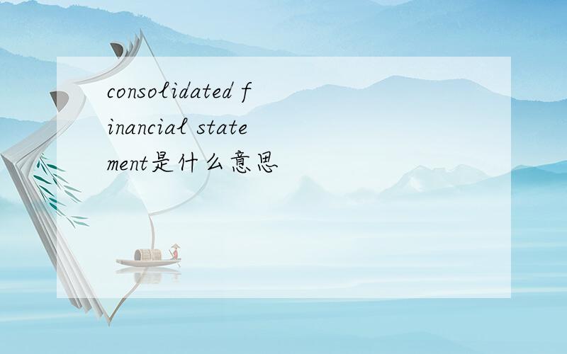 consolidated financial statement是什么意思