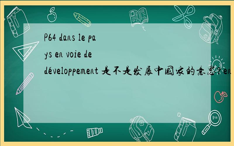 P64 dans le pays en voie de développement 是不是发展中国家的意思?en voi