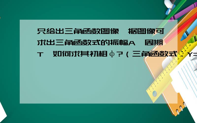 只给出三角函数图像,据图像可求出三角函数式的振幅A,周期T,如何求其初相φ?（三角函数式：Y=Asin(ωX+φ) 且图