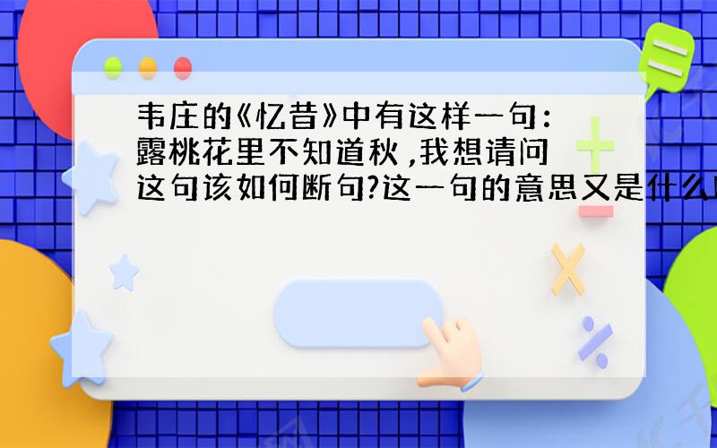 韦庄的《忆昔》中有这样一句：露桃花里不知道秋 ,我想请问这句该如何断句?这一句的意思又是什么呢?