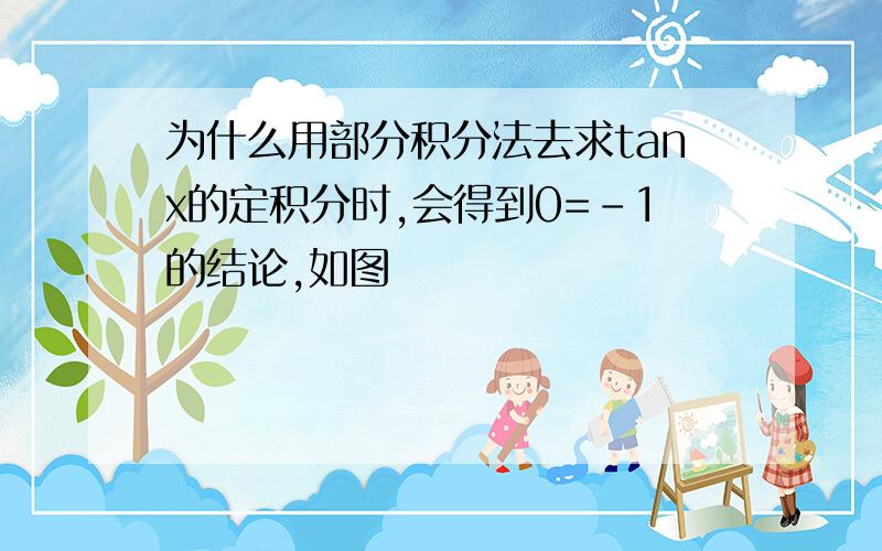 为什么用部分积分法去求tanx的定积分时,会得到0=-1的结论,如图