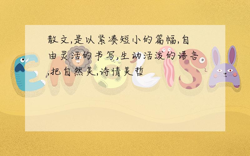 散文,是以紧凑短小的篇幅,自由灵活的书写,生动活泼的语言,把自然美,诗情美哲