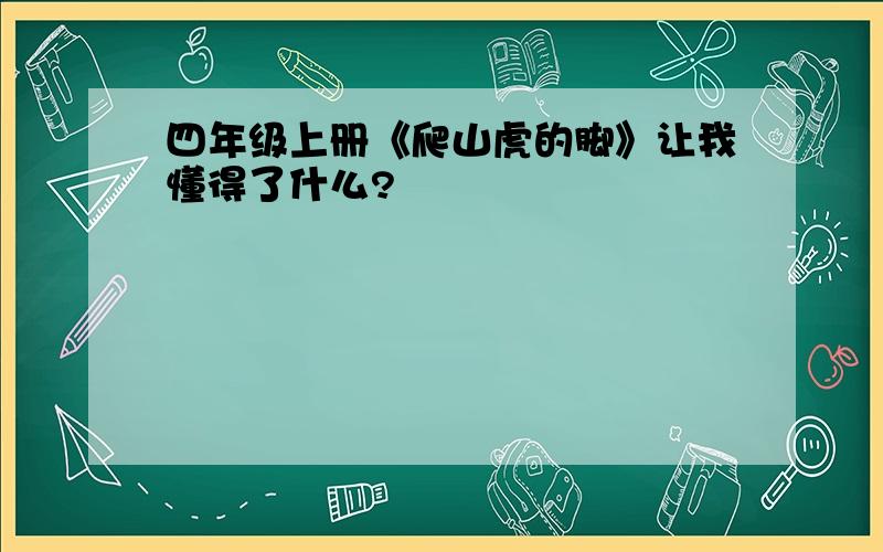 四年级上册《爬山虎的脚》让我懂得了什么?