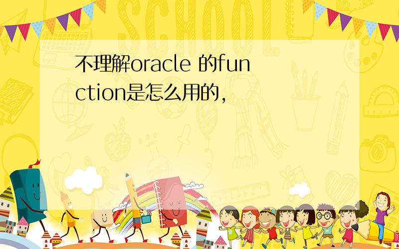 不理解oracle 的function是怎么用的,