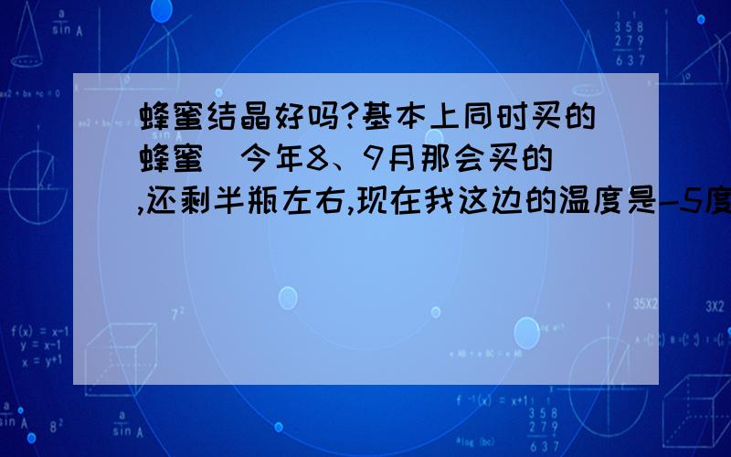 蜂蜜结晶好吗?基本上同时买的蜂蜜（今年8、9月那会买的）,还剩半瓶左右,现在我这边的温度是-5度~7度这个范围,一瓶结晶