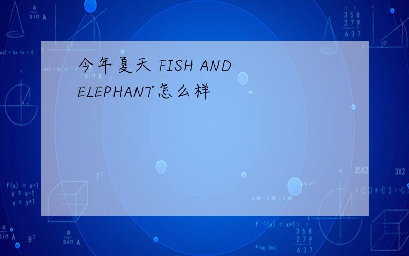 今年夏天 FISH AND ELEPHANT怎么样