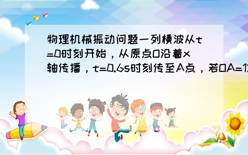 物理机械振动问题一列横波从t=0时刻开始，从原点O沿着x轴传播，t=0.6s时刻传至A点，若OA=12m，AB=8m，B