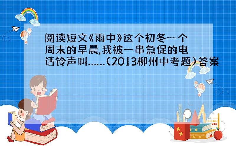 阅读短文《雨中》这个初冬一个周末的早晨,我被一串急促的电话铃声叫……(2013柳州中考题)答案