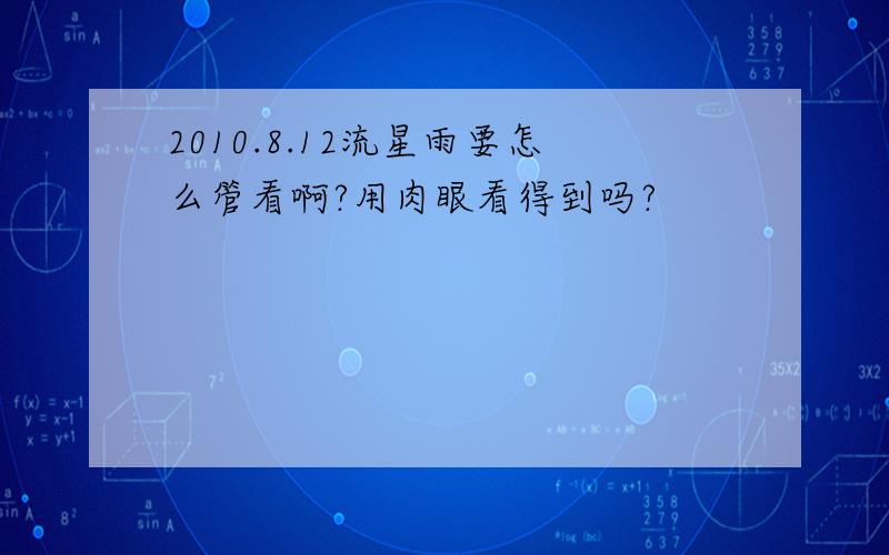 2010.8.12流星雨要怎么管看啊?用肉眼看得到吗?