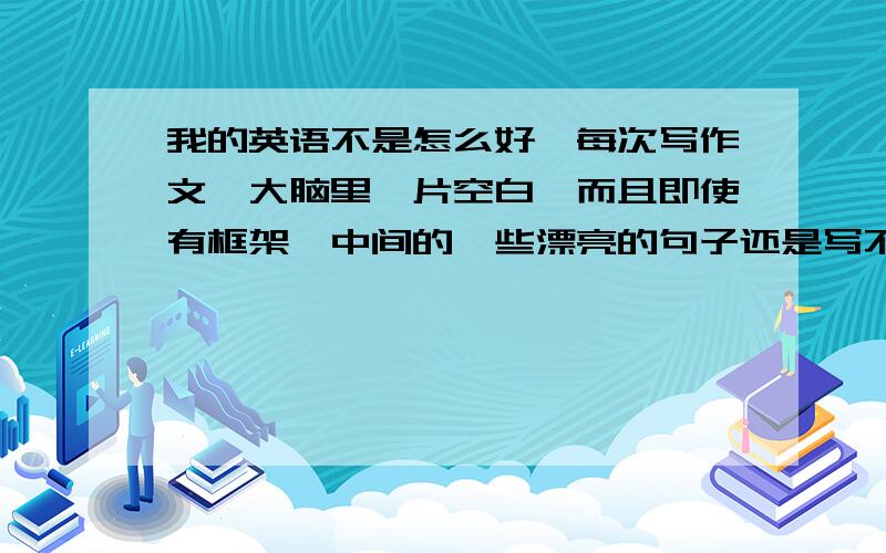 我的英语不是怎么好,每次写作文,大脑里一片空白,而且即使有框架,中间的一些漂亮的句子还是写不出来