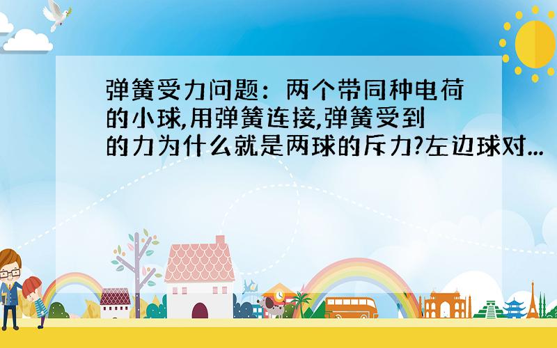 弹簧受力问题：两个带同种电荷的小球,用弹簧连接,弹簧受到的力为什么就是两球的斥力?左边球对...