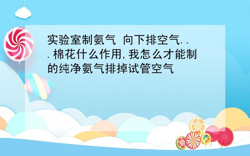 实验室制氨气 向下排空气...棉花什么作用,我怎么才能制的纯净氨气排掉试管空气