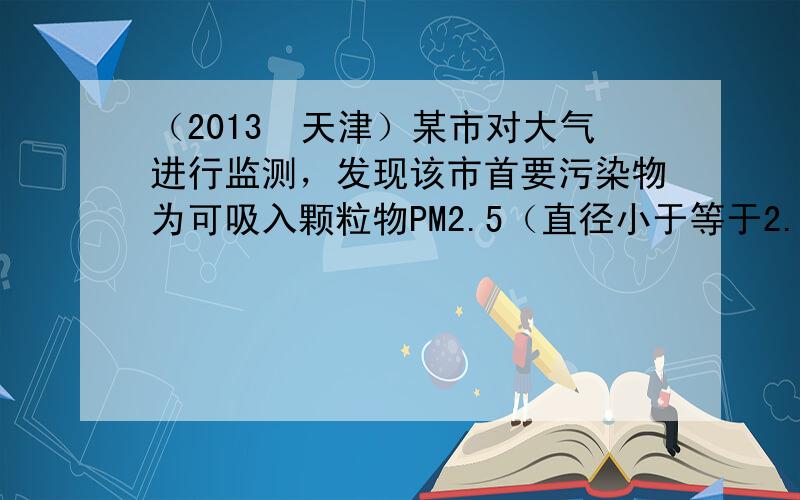 （2013•天津）某市对大气进行监测，发现该市首要污染物为可吸入颗粒物PM2.5（直径小于等于2.5 μm的悬