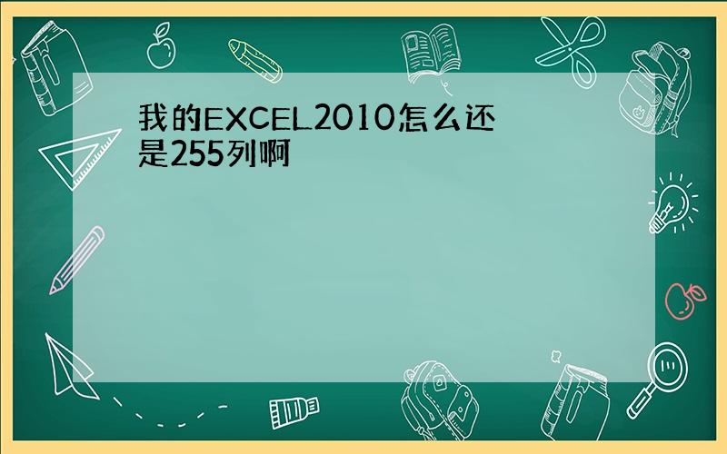 我的EXCEL2010怎么还是255列啊