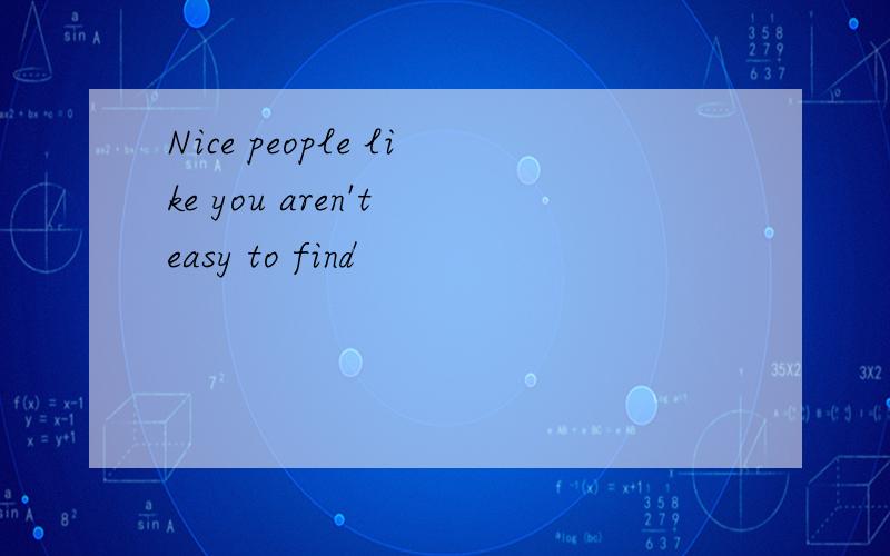 Nice people like you aren't easy to find