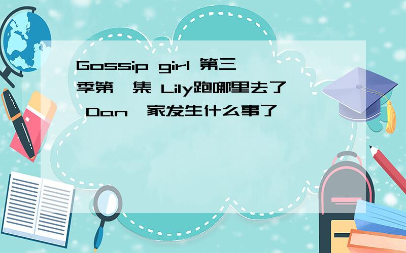 Gossip girl 第三季第一集 Lily跑哪里去了 Dan一家发生什么事了