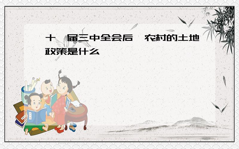 十一届三中全会后,农村的土地政策是什么