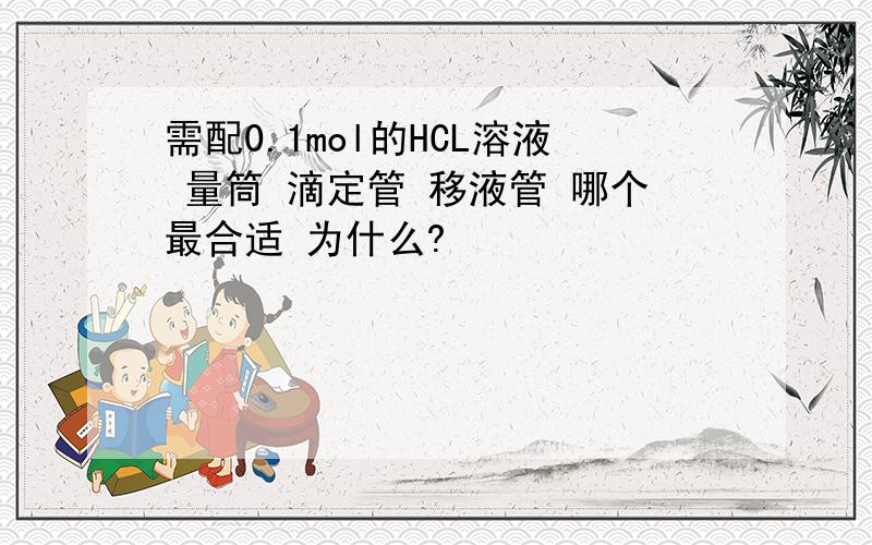 需配0.1mol的HCL溶液 量筒 滴定管 移液管 哪个最合适 为什么?