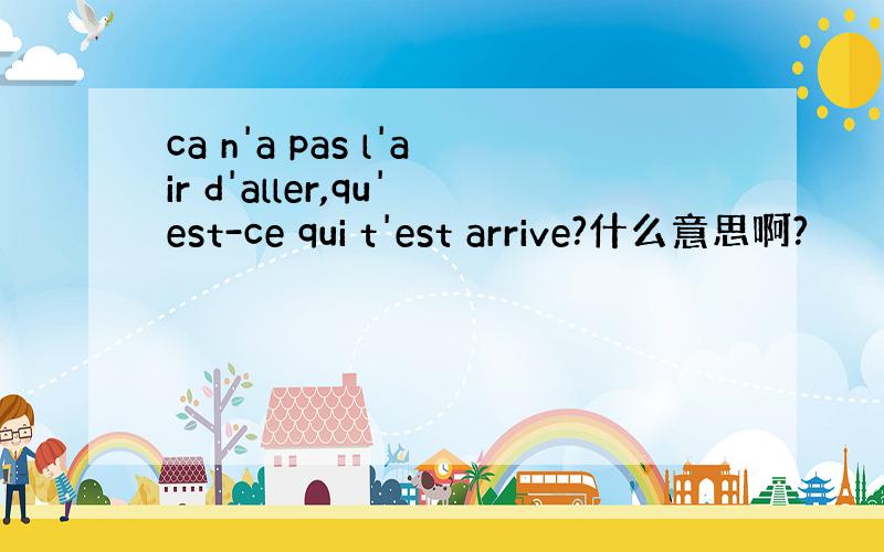 ca n'a pas l'air d'aller,qu'est-ce qui t'est arrive?什么意思啊?