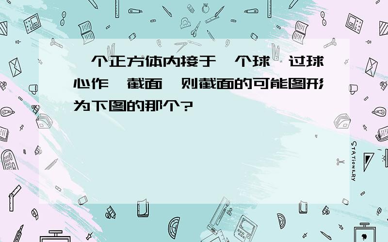 一个正方体内接于一个球,过球心作一截面,则截面的可能图形为下图的那个?