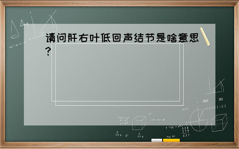 请问肝右叶低回声结节是啥意思?