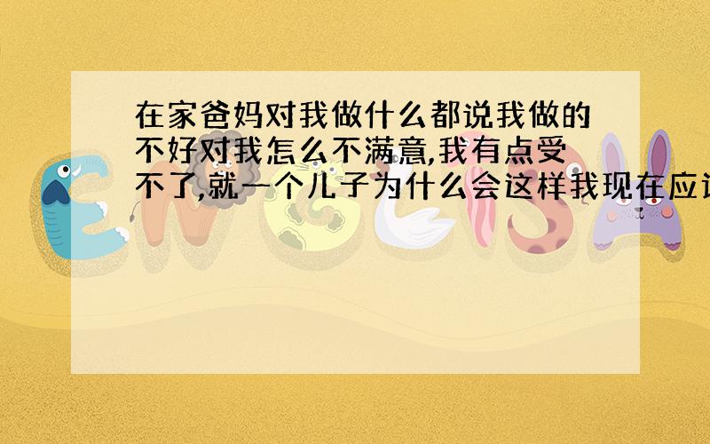 在家爸妈对我做什么都说我做的不好对我怎么不满意,我有点受不了,就一个儿子为什么会这样我现在应该怎么