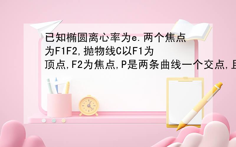 已知椭圆离心率为e.两个焦点为F1F2,抛物线C以F1为顶点,F2为焦点,P是两条曲线一个交点,且e|PF2|=|PF1