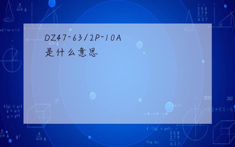 DZ47-63/2P-10A是什么意思