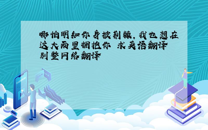 哪怕明知你身披荆棘,我也想在这大雨里拥抱你 求英语翻译 别整网络翻译