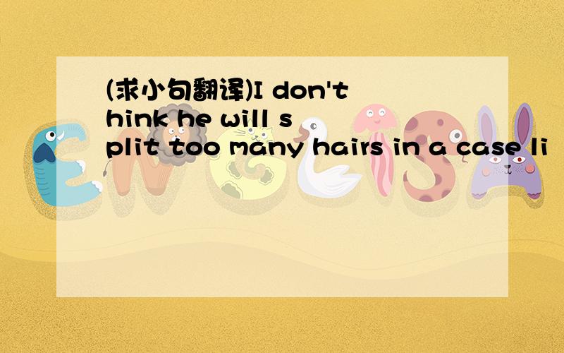 (求小句翻译)I don'think he will split too many hairs in a case li