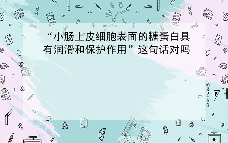 “小肠上皮细胞表面的糖蛋白具有润滑和保护作用”这句话对吗