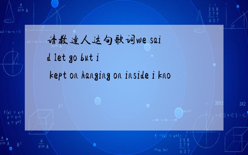 请教达人这句歌词we said let go but i kept on hanging on inside i kno