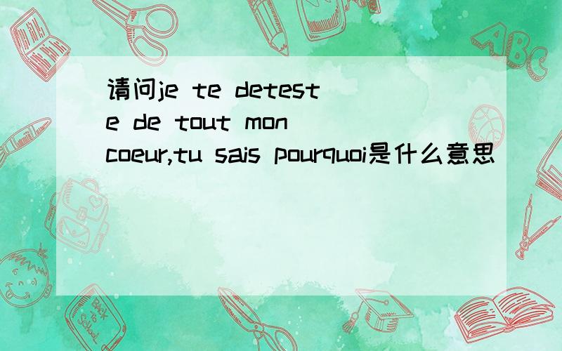 请问je te deteste de tout mon coeur,tu sais pourquoi是什么意思