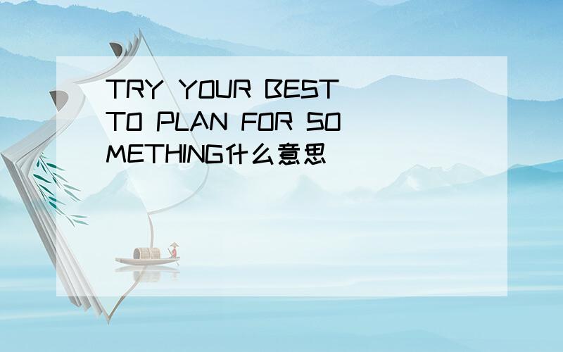 TRY YOUR BEST TO PLAN FOR SOMETHING什么意思