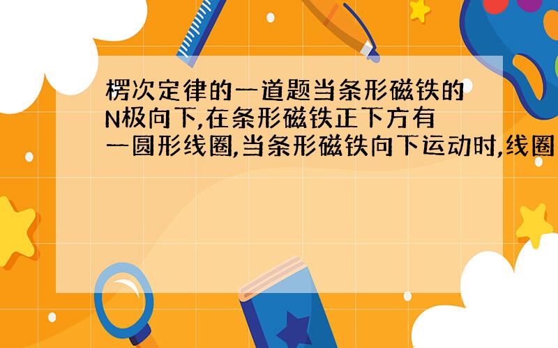 楞次定律的一道题当条形磁铁的N极向下,在条形磁铁正下方有一圆形线圈,当条形磁铁向下运动时,线圈有________趋势,向