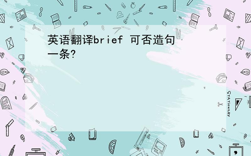 英语翻译brief 可否造句一条?