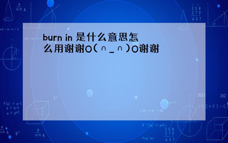 burn in 是什么意思怎么用谢谢O(∩_∩)O谢谢