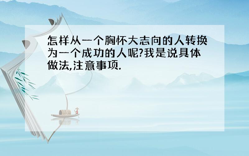 怎样从一个胸怀大志向的人转换为一个成功的人呢?我是说具体做法,注意事项.