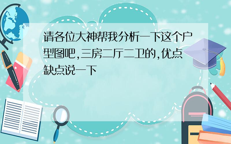 请各位大神帮我分析一下这个户型图吧,三房二厅二卫的,优点缺点说一下