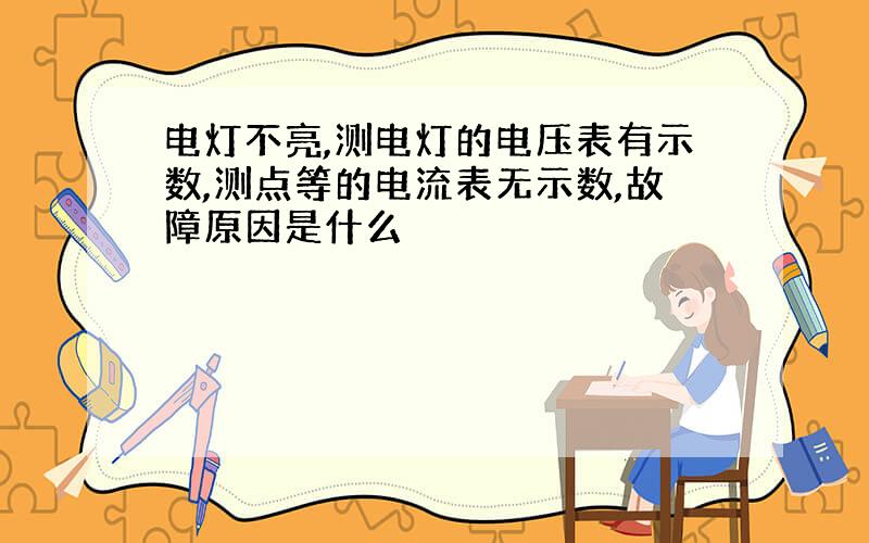 电灯不亮,测电灯的电压表有示数,测点等的电流表无示数,故障原因是什么